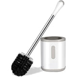 Compact Toilet Brush & Holder, Stainless Steel Handle, Space Saving for Storage