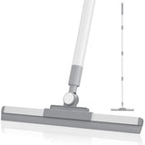 180° Rotating Floor Squeegee with 52'' Long Handle for Floor, Window, and Bathroom Cleaning (White)