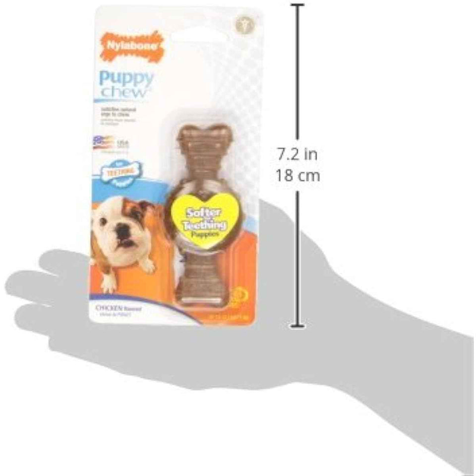 Nylabone Ring Bone Chew Toy for Puppies, Puppy Teething Toys, Puppy Enrichment Toys, Chicken Flavor, X-Small Dogs - Up to 15 lbs, 1 Count