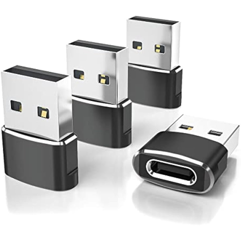 USB to USB-C Adapter for iPhone and Samsung, 4-Pack, Aluminum Alloy, Compact Design