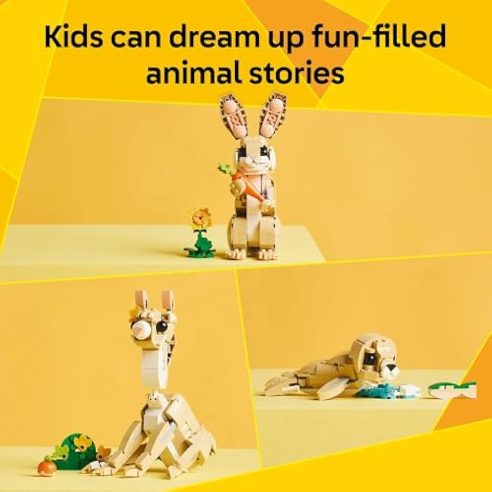 LEGO Creator 3 in 1 Cute Bunny Toy - Building Toy for Girls and Boys, Ages 8+ - Gift for Easter Basket - W/ 3 Build Options, Bunny, Seal, or Llama - 31162