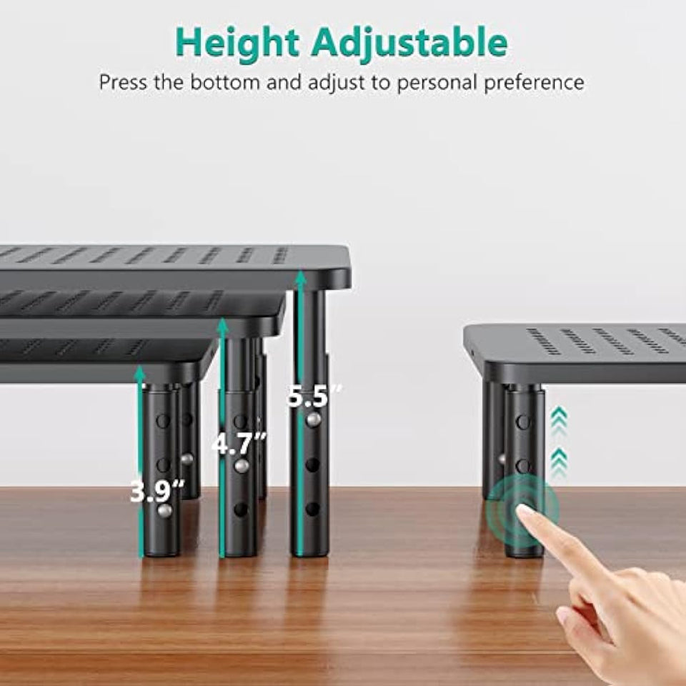 wali computer monitor stand adjustable laptop riser black 1 pack