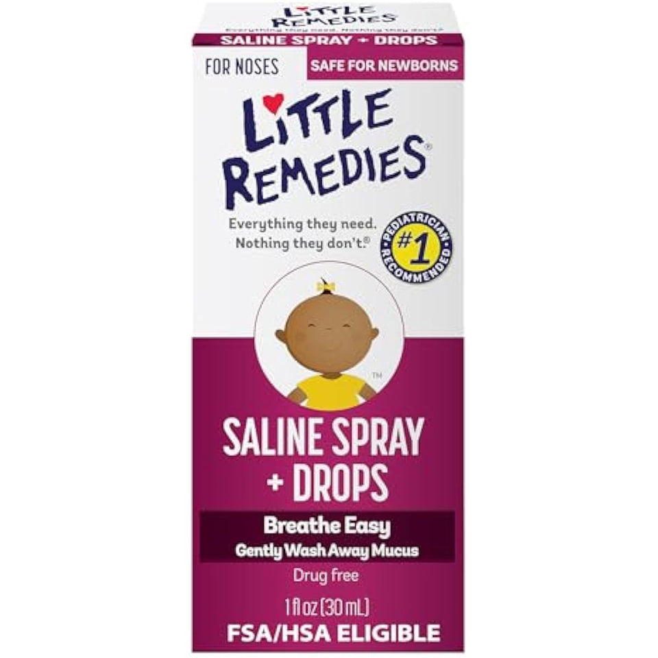 little remedies saline nasal spray and drops for newborns, 1 fl oz, pediatrician-recommended, no alcohol, drug-free