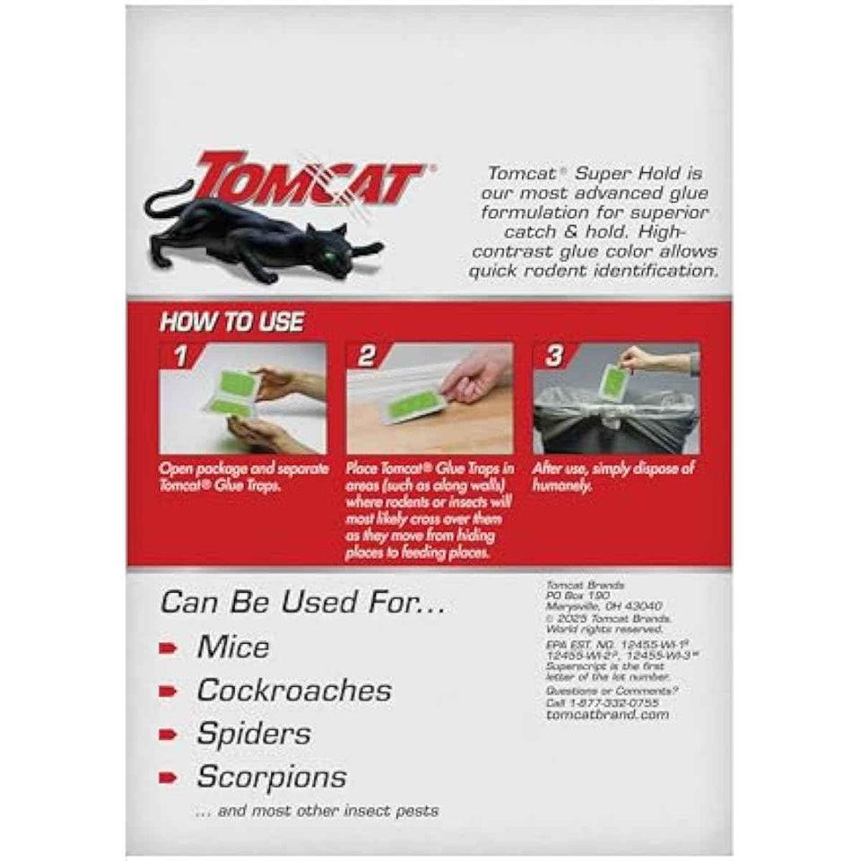 tomcat super hold glue traps mouse size for mice cockroaches spiders scorpions ready to use 4 traps