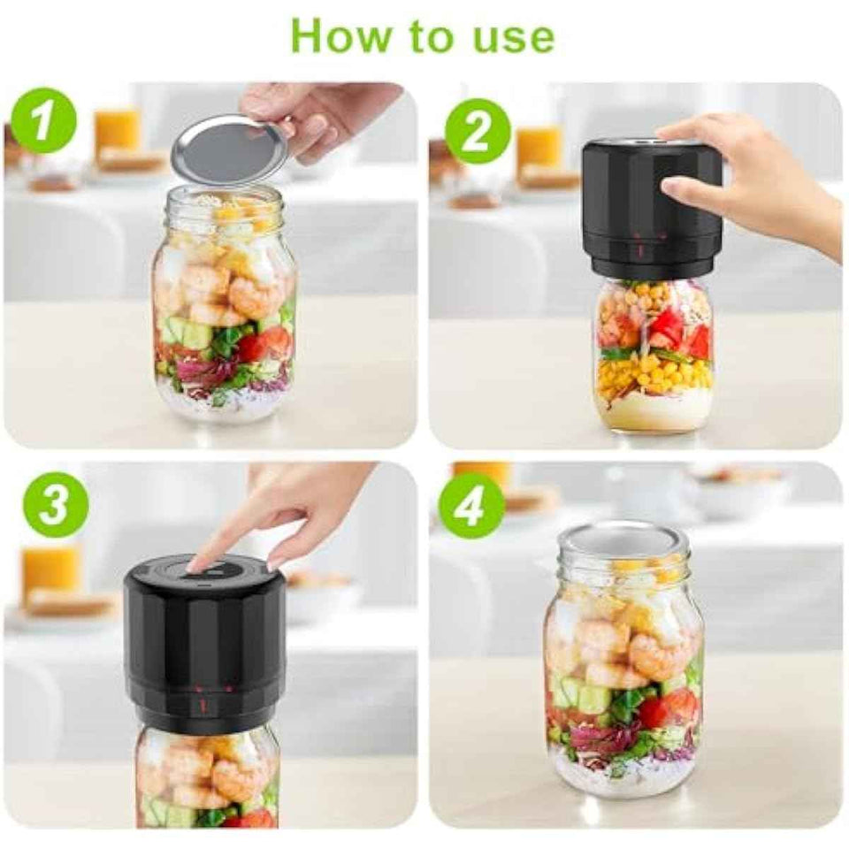 M11 Electric Mason Jar Vacuum Sealer Kit - with Wide and Regular Mouth Mason Lids, Jar Vacuum Sealer for Canning Jars, Vacuum Sealing Machine for Food Storage Black