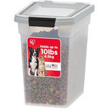 iris usa airtight weatherpro pet food storage container, up to 10 lbs, made in usa, clear/gray