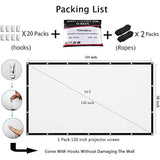 120 inch Projector Screen 16:9 Foldable Anti-Crease Portable Projector Movies Screens for Home Theater Outdoor Indoor Support Double Sided Projection