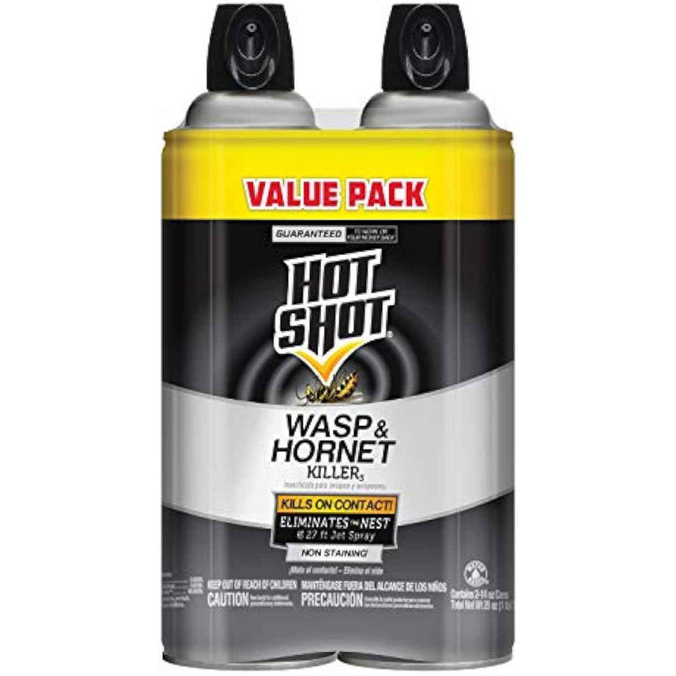 Hot Shot Wasp And Hornet Killer Aerosol, Up to 27-Foot Jet Spray, 14 Ounces, 2 Pack