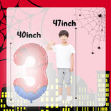 40 Inch Giant Spider Theme Number Foil Balloons - Large Number 3 Balloons for Kids' Birthday Anniversary Party Decorations Supplies (Numbers 0-9 Available)
