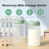 Momcozy Natural Baby Bottle, Wide-Neck, BPA Free Breast Milk Container, Storage Collection Bottle for Fridge & Milk Cooler, Breastfeeding Essential, 11 oz, 4 pcs