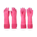 Mamison 2 Pairs Reusable Waterproof Dishwashing Gloves - Non-Slip Kitchen Cleaning Gloves (Pink, Medium)