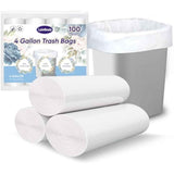 Small Trash Bags 4 Gallon, 100 Count - Unscented Mini Garbage Bags for Bathroom Cans