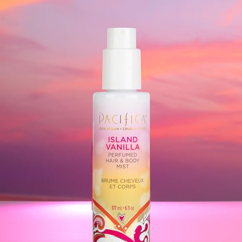 pacificas island vanilla 6oz hair and body mist, paraben-free, no alcohol, vegan and cruelty-free for women