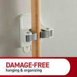 Command Broom and Mop Grippers, 2 Hangers and 4 Strips, Damage-Free Hanging Wall Mount and Mop Holder, Household Cleaning Organizer for Christmas Decorations, Holds up to 4 lb,Plastic