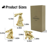 AOMOONOA Resin Gold Easter Bunny Decor Set of 3 Small Rabbit Figurines Antique Gold Finish