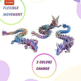 12'' 3d printed articulated blue dragon fidget toy office decor desk accessory