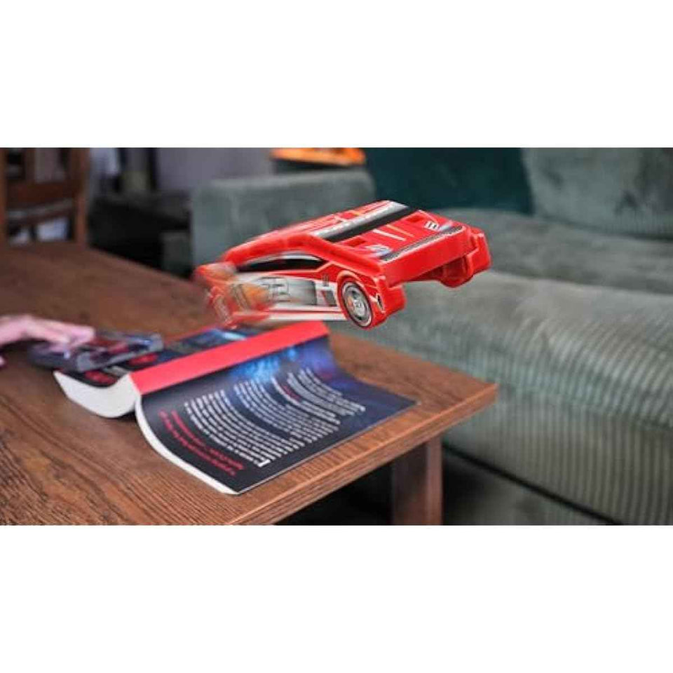 FLAT 2 FAST Original Stunt Card Racer – Flat Car Racer and Pocket Size Racecar Launcher with Built-in Button for Stunt Launching and Racing – Compact – Crimson Red