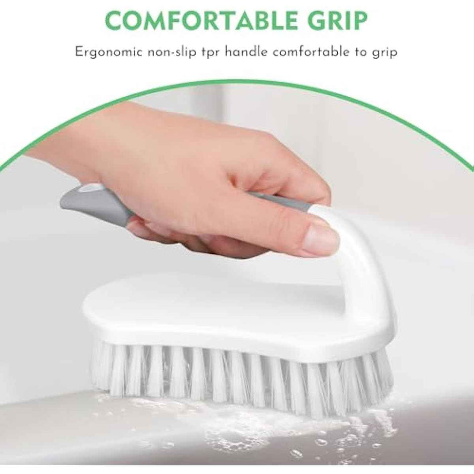 Setsail Heavy-Duty Scrub Brushes with Stiff PET Bristles for Cleaning Shower, Bathroom, and Kitchen (2-Pack)