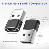 elebase usb to usb c adapter for iphone 17 4pack, usbc female to a male car charger adapter, black