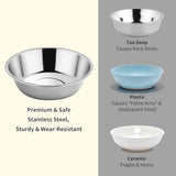 Tifanso 6PCS stainless steel cat bowls, 5.6" shallow wide whisker friendly metal kitten plates, indoor pet food tray, dishwasher safe