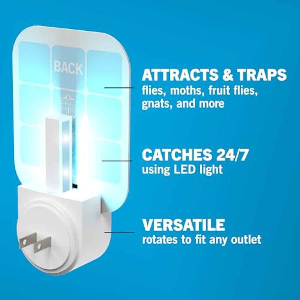 Safer Home Indoor Plug-In Fly Trap - SH502 - Effective Fruit Fly Traps for Indoors, Gnat Traps for House Indoor, 400 Sq Ft Protection - Style: 1 Device + 2 Glue Cards