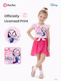 Disney Princess Frozen Elsa Minnie Mouse Stitch Toddler Girl Romper With Skirt Overlay Summer Jumpsuit with Bow 2-6 Years