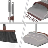 Kelamayi Upgrade Broom and Dustpan Set with Self-Cleaning Teeth and Long Handle