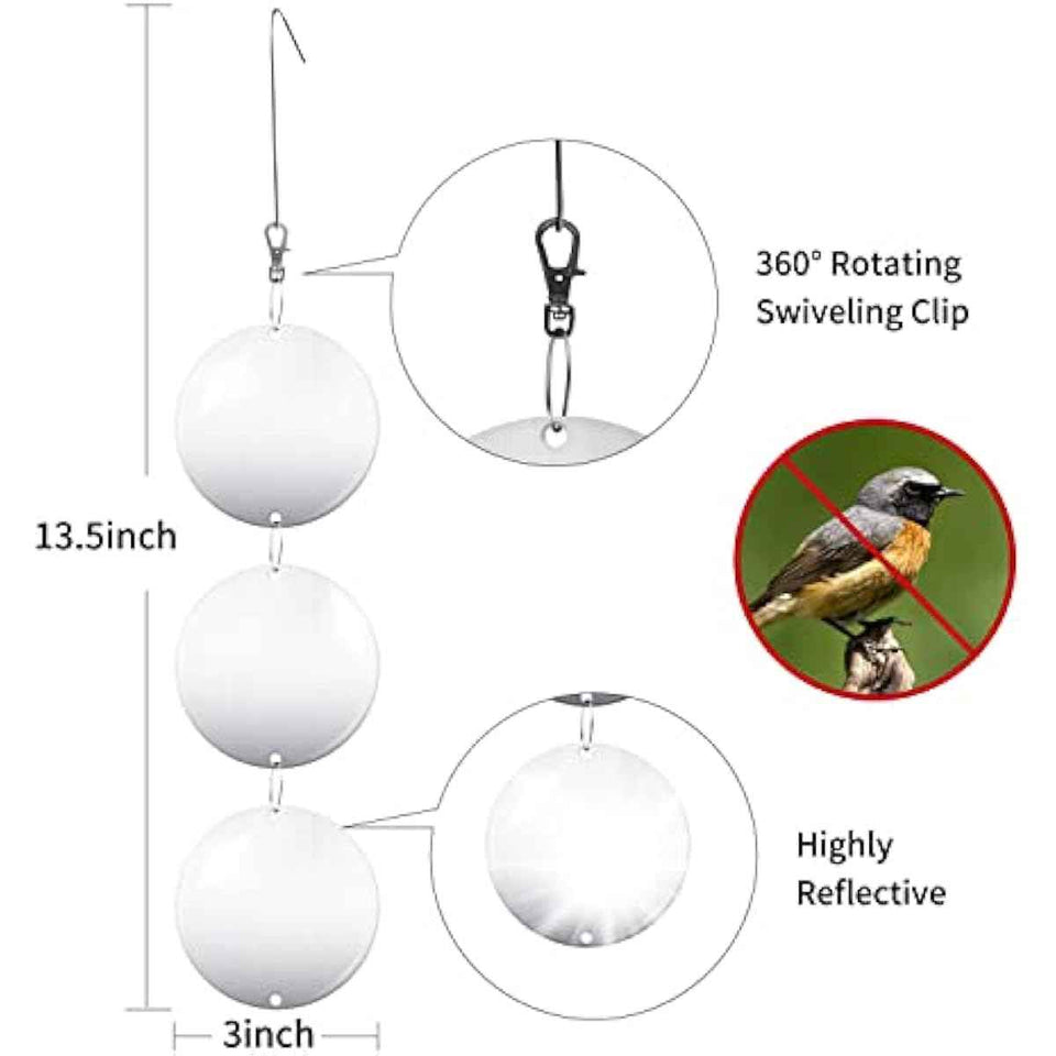 Hedoc large double-sided bird deterrents, 24pcs reflective bird scare discs for house and garden defense