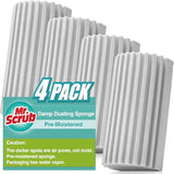 4-Pack Grey Damp Dusting Sponges - Reusable Household Cleaning Tool for Blinds, Fans, Glass, Mirrors