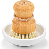 SUBEKYU Bamboo Dish Scrub Brush with Sisal Bristles for Natural Kitchen Cleaning