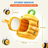 JoyCat soft baby beehive toy with 5 sensory bees for 6-12 months toddlers, rattle, crinkle paper, squeaker, mirror