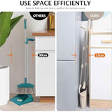 Broom and Dustpan Set with Long Handle, Light Weight Stainless Steel Poles Stand Upright Dustpans with Broom Combo for Home Kitchen Office Pet Dog Hair, Brown & Beige Color, 1-Pack