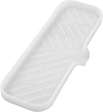 MicoYang silicone bathroom soap dish with drain spout, sink organizer, and sponge holder, 4.9 x 3.2 inches