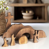Nerosun wooden Easter resurrection scene and cross decoration set for religious home office tabletop
