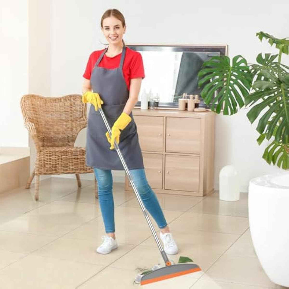 Multifunction Magic Broom, 54 Inch Adjustable Long Handle Silicone Floor Squeegee Broom, Sweep and Scrape 2 In 1 Household Cleaning Brooms for Floor, Bathrooms, Kitchens, Showers, Tile, Pet Hair,Glass