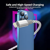 iphone 3 pack 10ft lightning nylon braided apple mfi certified fast charging cord