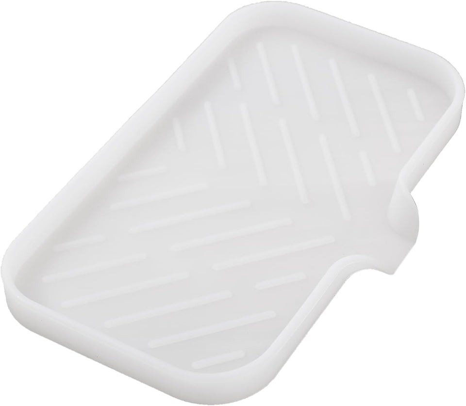 MicoYang silicone bathroom soap dish with drain spout, sink organizer, and sponge holder, 4.9 x 3.2 inches