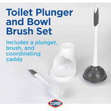 Clorox Toilet Plunger and Bowl Brush Combo with Discreet Caddy - Durable Cleaning Tools for Bathrooms