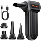 WOLFBOX MF60 Compressed Air Duster-110000RPM Super Power Electric Air Duster, 3-Speed Adjustable Rechargeable Cordless Air Blower with Fast Charging for PC Keyboard Cleaning, Car, Home, 5 Nozzle