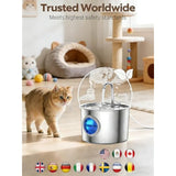 Cat Water Fountain Advanced 304 Stainless Steel 2.2L/74oz with Detachable Tank, Easy to Clean