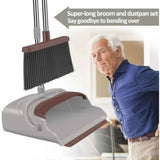 Kelamayi Upgrade Broom and Dustpan Set with Self-Cleaning Teeth and Long Handle
