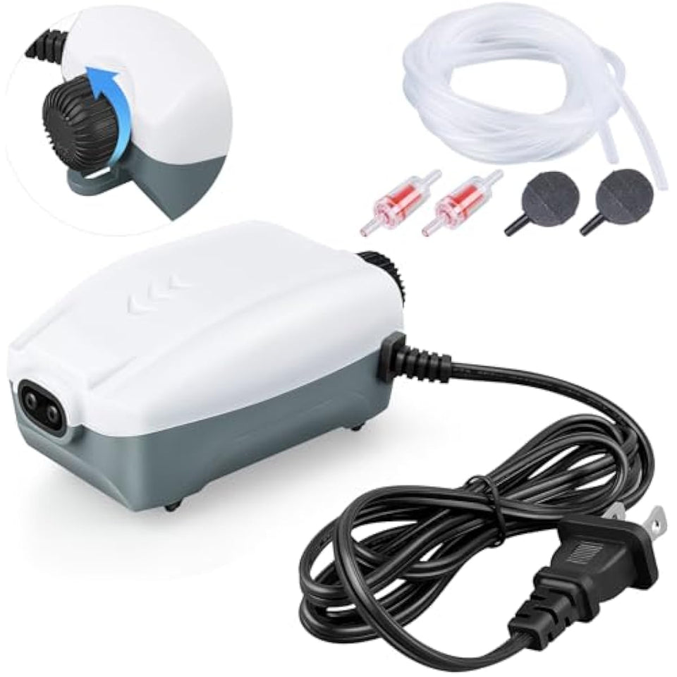 hitop whisper adjustable fish tank aerator with dual outlet for 20 to 100 gallon aquariums