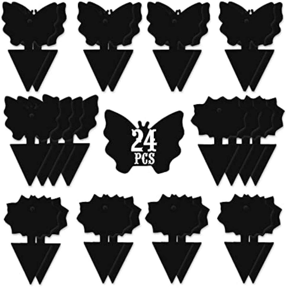 USKICH 24 Pcs Sticky Fruit Fly and Gnat Traps for Indoor Outdoor White Flies Mosquitoes Fungus Gnats Lying Insects Black