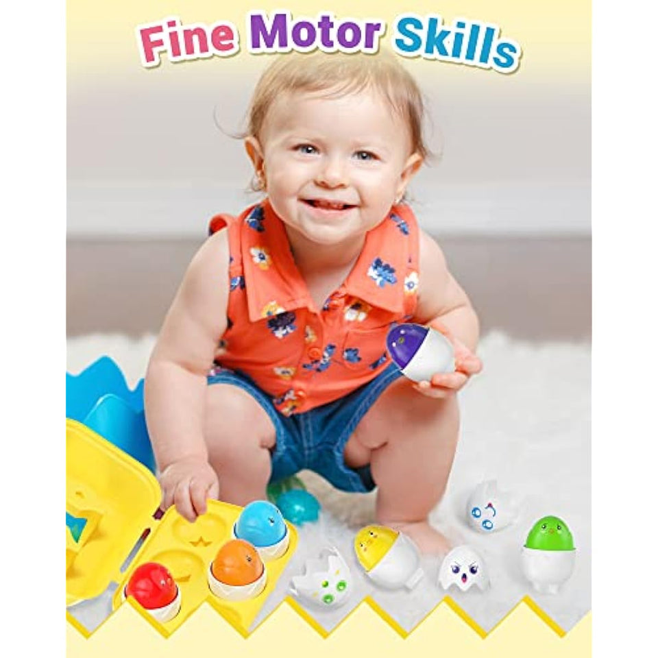 Yetonamr Easter Eggs Toys for Babies Boys Girls Kids, Toddler Easter Basket Stuffers Prefilled Easter Eggs with Toys Inside Filled Infant Montessori Toys Gifts for Toddlers Babies Boys