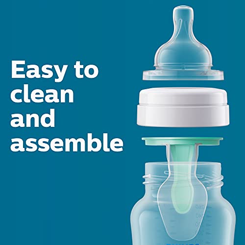 Philips Avent 9oz Anti-Colic Baby Bottle with AirFree Vent, 4pk, Clear, Flow 2 Nipples, 1m+