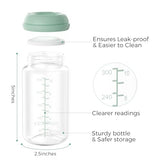 Momcozy Natural Baby Bottle, Wide-Neck, BPA Free Breast Milk Container, Storage Collection Bottle for Fridge & Milk Cooler, Breastfeeding Essential, 11 oz, 4 pcs