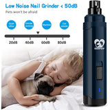 Casfuy Dog Nail Grinder Upgraded - Professional 2-Speed Electric Rechargeable Pet Nail Trimmer Painless Paws Grooming & Smoothing for Small Medium Large Dogs & Cats(Dark Blue)