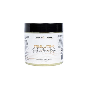 Bask & Lather Stimulating Scalp and Hair Balm for Hair Growth, Mango & Shea Butter, Nourishing Jojoba Oil, Peppermint & Rosemary Oil, Vitamin E, Scalp Care, Hair Care, Moisture, Shine & Strength, 6 oz