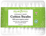 Sky Organics organic baby cotton swabs, 60 count, ultra soft, baby safe tips, strong and durable, hypoallergenic, chlorine free