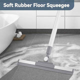 180° Rotating Floor Squeegee with 52'' Long Handle for Floor, Window, and Bathroom Cleaning (White)